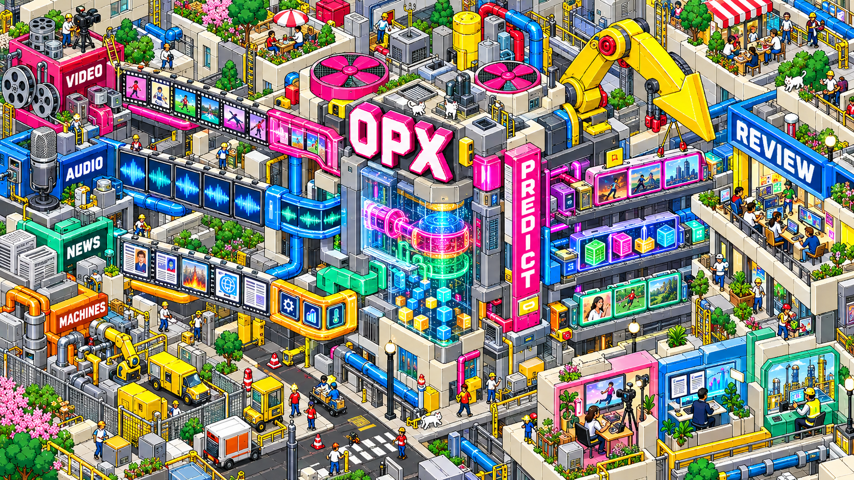 여러 입력 신호를 예측으로 연결하는 OPX 엔진 픽셀 아트